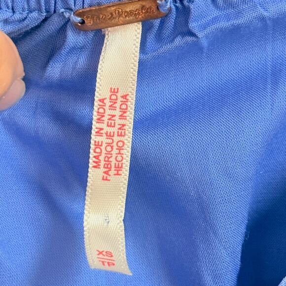 Free People Julianna Maxi Dress CHIFFON $168 XS Blue Boho Floral Sheer Lagenlook - Picture 5 of 5